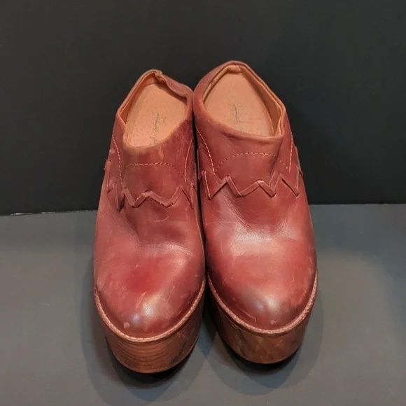 Free People Brown Leather Chance Clog w/Wood Heel Size EU 41 - Picture 2 of 14